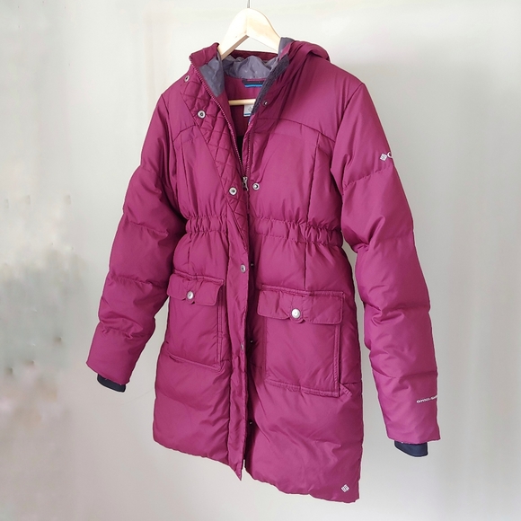 Columbia Girls Snow Escape Hooded Winter Down Puffer Long Jacket Size 14 / 16 - Picture 4 of 16